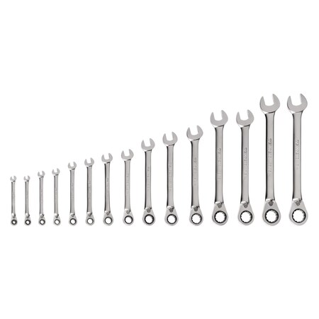 Reversible 12-Point Ratcheting Combination Wrench Set, 15-Piece (1/4-1 in.)